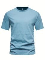 Men'S Casual Summer Short Sleeve T-Shirt - Solid Color Round Neck Breathable Tee, Regular Fit For Casual Attire, Hand Wash Or Dry Clean, Smooth Texture - Image 4