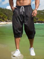 Plus Size Men'S Solid Casual Fashion Capris Pants For Spring/Autumn, Men'S Clothing