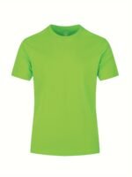 Men'S Combed Cotton T-Shirt - Pre-Shrunk Heavyweight Jersey, Lime Green Solid Color, Round Neck Short Sleeve, All-Season Casual & Formal Wear, Machine Washable, Vibrant Neon Glow, Comfortable Everyday Basic Tee For Men - Ideal For Layering Standalone Outfits - Smooth Texture, Relaxed Fit, Plain Color, Adult Sizing, Durable & Soft Fabric, Versatile Plain Color Options, Easy Care, Long-Lasting Wear, Classic Fit, Breathable Material, Wardrobe Staple
