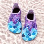 Toddler Girls Cute Colorful Fish Scale Print Breathable Casual Slip On Water Shoes, Outdoor Lightweight Quick Dry Non-Slip Beach Aqua Socks For Summer - Image 2