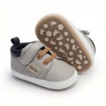 Lively & Cheerful Toddler Sneakers - Soft Sole Non-Slip Closure, Breathable Fabric Lining, All-Season Casual Shoes For Babies 0-1 Years, Beige/White/Navy Blue, Baby Shoes, Infant Footwear, Modern Toddler Footwear, Durable Rubber Sole - Image 6