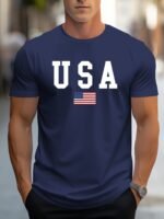Mbdmbd Men'S Usa Flag T-Shirt With Usa Map & U.S. Lettering - Heavyweight Casual Short Sleeve Round Neck Tee, White & Black American Patriotic Design, Breathable Summer Shirt For 4Th Of July, Independence Day & Casual Attire (Machine, Mens T Shirts For Men, Christmas T Shirt, T Shirt Men, Mens Tshirt, Tshirt For Men, Summer Shirts For Men - Image 5