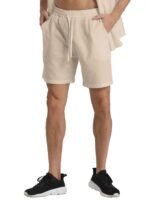 Men'S Cotton-Like Casual Shorts - Lightweight Beige Loose-Fit Drawstring Waist Non-Stretch Fabric For Beach, Wedding, Everyday - Machine Washable Breathable Pants For Adults, Beachwear Essentials, Simple Design, Comfortable Material, Lounge Wear, Vacation Outfit - Image 4