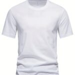 Men'S Casual Summer Short Sleeve T-Shirt - Solid Color Round Neck Breathable Tee, Regular Fit For Casual Attire, Hand Wash Or Dry Clean, Smooth Texture