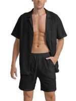 Men'S Cotton-Like Casual Shorts - Lightweight Beige Loose-Fit Drawstring Waist Non-Stretch Fabric For Beach, Wedding, Everyday - Machine Washable Breathable Pants For Adults, Beachwear Essentials, Simple Design, Comfortable Material, Lounge Wear, Vacation Outfit - Image 8