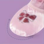 Girls' Ballet Shoes With Sequin Embellishments & Butterfly Sparkle - Breathable Canvas Pointe Shoes For Dance, Yoga, Ballet Practice - Soft Pink & Light Pink Geometric Pattern, Ribbons & Elastic Straps - Image 7