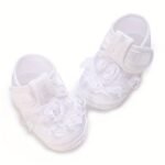 Springtime Charm, Adorable Floral Embroidered Baby Girl Footwear - Non-Slip Baptism & First Steps, Perfect For Spring/Fall - Image 7