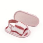 Fashion Tie Dye Plush Slide Sandals, Toddlers Crib Shoes (Texture Path Size And Color Random For Shoe Surface Stripes) - Image 8