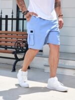 Plus Size Mens Casual Solid Cargo Shorts, Drawstring Classic Short Pants With Pockets - Image 4