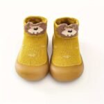 Adorable Lion Cartoon Slip-On Sock Shoes For Baby Boys - Soft, Breathable With Non-Slip Rubber Sole - Light Blue With Yellow Accents, Paw Print Design - Perfect For First Walkers, Indoor Play, Spring & Autumn, Baby Boy Shoes - Image 5