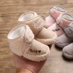 Cozy Beige Baby Ankle Boots With Heart Design - Soft, Warm, And Comfortable Winter Shoes For Infants, Round Toe, Closure, And Plush Lining, Baby Winter Boots