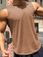 Plus Size Men'S Quick-Dry Breathable Gym Tank Top - Moisture-Wicking Sleeveless Workout Shirt For Basketball & Summer Sports, Regular Fit Round Neck Athletic Muscle Tee, Casual Sportswear | Sleeveless Shirt | Smooth Texture, Gym Clothes, Plus Size