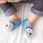 Adorable Lion Design Baby & Toddler Slip-On Sock Shoes - Non-Slip Rubber Sole, Breathable Fabric, Light Blue With Brown & White Accents, Perfect For Indoor Play, All Seasons, Baby Shoes