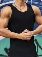 Men'S Solid Tank Top, Active Quick Dry Breathable Crew Neck Sleeveless Shirt, Men'S Clothing For Summer Outdoor - Image 2
