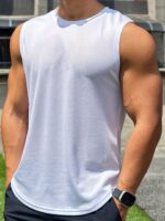 Plus Size Men'S Quick-Dry Breathable Gym Tank Top - Moisture-Wicking Sleeveless Workout Shirt For Basketball & Summer Sports, Regular Fit Round Neck Athletic Muscle Tee, Casual Sportswear | Sleeveless Shirt | Smooth Texture, Gym Clothes, Plus Size - Image 6