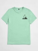 Stylish Mountain With Triangular Frame Pattern Print Men'S T-Shirt, Graphic Tee Men'S Summer Clothes, Men'S Outfits - Image 5