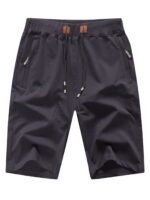 Men'S Shorts Casual Classic Fit Stylish Drawstring Elastic Waist Summer Beach Shorts With Zipper Pockets Workout Sport Shorts - Image 2