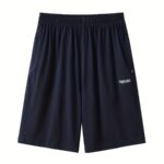 Men'S Plus Size Navy Blue Shorts - Breathable, Loose Fit, Five-Pocket, Casual & Sporty Style, Regular Fit, Casual Wear|Casual Style|Stretchable Fabric