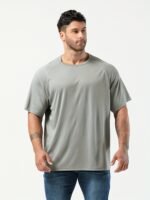 Plus Size Men'S Moisture-Wicking Quick-Dry Breathable Athletic T-Shirt - Regular Fit Casual Workout Tee For Running Gym Training, Polyester, Spring Summer Fall, Sports Activewear | Plain Sportswear | Polyester Fabric, Plus Size