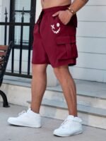 Plus Size Mens Casual Solid Cargo Shorts, Drawstring Classic Short Pants With Pockets - Image 2