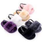 Willsy Slip-On Moccasin-Style Plush Baby Shoes - Soft Pastel & Neutral Colors (Pink, Purple, White, Beige, Brown) | All-Season Indoor/ Footwear For To 1 Year Olds | Comfortable Slip-Resistant Sole & Easy-Clean Design | Elegant Floral Pattern & Plush Lining | Ideal For Everyday & Formal Events | & | Durable Fabric, Childrens Slippers - Image 2