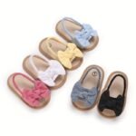 Cute Bowknot Breathable Open Toe Sandals For Baby Girls, Lightweight Comfortable Anti Slip Sandals For Indoor Outdoor Beach, Spring And Summer