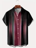 Men'S Vintage Striped Button-Up Shirt - Polyester 100% - Summer, Plus Size - Image 4