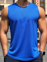 Plus Size Men'S Quick-Dry Breathable Gym Tank Top - Moisture-Wicking Sleeveless Workout Shirt For Basketball & Summer Sports, Regular Fit Round Neck Athletic Muscle Tee, Casual Sportswear | Sleeveless Shirt | Smooth Texture, Gym Clothes, Plus Size - Image 4