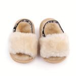 Willsy Slip-On Moccasin-Style Plush Baby Shoes - Soft Pastel & Neutral Colors (Pink, Purple, White, Beige, Brown) | All-Season Indoor/ Footwear For To 1 Year Olds | Comfortable Slip-Resistant Sole & Easy-Clean Design | Elegant Floral Pattern & Plush Lining | Ideal For Everyday & Formal Events | & | Durable Fabric, Childrens Slippers - Image 14