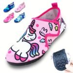Cute Cartoon Toddler Water Shoes With Closure - Lightweight Quick-Dry Breathable Fabric & Non-Slip Tpr Sole For Beach, Pool, Outdoor Summer Activities - Pink Girls & Boys Aqua Socks, Beach Wear | Fun Pattern Footwear | Adjustable Strap Footwear, High Quality Shoes