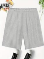 Men'S Plus Size Knit Shorts - Elastic Drawstring Waist Casual Summer Shorts, Breathable Lightweight Fabric, Solid Color Versatile For Casual Attire, Plus Size - Image 10