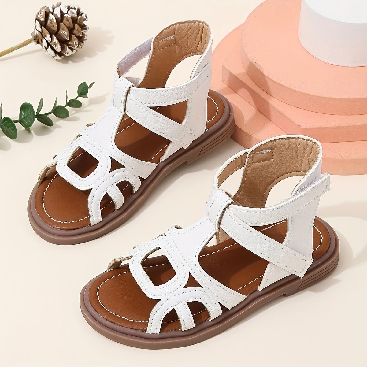 product-Fancyalgo-VirtualModelMatting-f9694e193030faf1a162fea1087067fb.jpg Pair Of Fashionable And Cute Girls' Sandals With Pu Soft Bottom, Princess Shoes For Summer, Open-Toe Beach Shoes Suitable For Various Outdoor Activities - Image 1