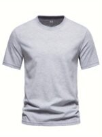 Men'S Casual Summer Short Sleeve T-Shirt - Solid Color Round Neck Breathable Tee, Regular Fit For Casual Attire, Hand Wash Or Dry Clean, Smooth Texture - Image 3