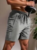 Men'S Casual Black Drawstring Shorts With Zipper Pockets - Lightweight Polyester, Letter Print, Ideal For Summer Workouts & Beach Activities - Image 4