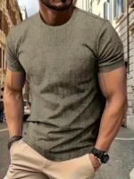 Men'S Casual Solid Color Round Neck T-Shirt - Image 11