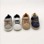 Lively & Cheerful Toddler Sneakers - Soft Sole Non-Slip Closure, Breathable Fabric Lining, All-Season Casual Shoes For Babies 0-1 Years, Beige/White/Navy Blue, Baby Shoes, Infant Footwear, Modern Toddler Footwear, Durable Rubber Sole - Image 15