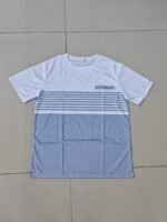 Men'S Casual Striped T-Shirt - Short Sleeve, Round Neck, Asymmetrical Color Block Design, Lightweight Polyester Blend, Perfect For Summer Outings, Relaxed Fit Tee | Asymmetrical Stripes | Comfortable Fit - Image 2