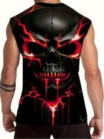Men'S Plus Size Skull Graphic Print Tank Top - Breathable Sleeveless Workout Shirt For Gym, Basketball & Summer Training, Casual Round Neck Design, Gym Tank Top, Plus Size - Image 4