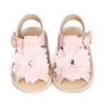 Trendy Cute Flower Decor Solid Color Sandals For Baby Girls, Breathable Lightweight Walking Shoes For Spring And Summer - Image 2