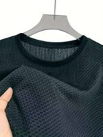 1Pc Men'S Ice Silky Fiber Crew Neck T-Shirt - Breathable Moisture-Wicking Workout Tee, Loose Fit Short Sleeve For Gym & Casual Wear, Lightweight Non-See-Through Fabric - Image 5