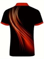 Plus Size Men'S Golf T-Shirt, Popular Retro Style Blue Lines Geometric Elements Design Print Short Sleeve Tennis Tees For Summer, Casual Trendy Tops For Males, Leisurewear For Big & Tall Guys - Image 6