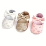 Baby Girl'S Adorable Solid Colour Princess Style Dress Shoes, Comfy Non Slip Casual Sweetie Performance Shoes, Infant'S Footwear