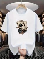 Men'S Fashion Printed T-Shirt With Perfect Combination Of Poker Cards And Dice Design