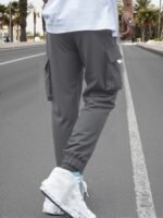 Men'S Plus Size Gray Cargo Pants - Streetwear Style, Non-Stretch Fabric, Regular Fit With Pockets, All-Season Comfort, Plus Size Casual Pants, Plus Size - Image 9