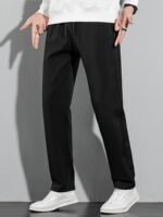Men'S Plus Size Casual Joggers - Comfortable, Versatile Sports Pants For Spring/Summer, Solid Color With Zipper Detail, Commuting, Plus Size, Loose Fit, Plus Size - Image 9