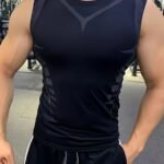 Men'S Geometric Print Compression Tank Top, High Stretch And Skinny Fit Sports Vest, Moisture Wicking And Quick Dry Active Top For Training, Basketball And Fitness Wear