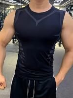 Men'S Geometric Print Compression Tank Top, High Stretch And Skinny Fit Sports Vest, Moisture Wicking And Quick Dry Active Top For Training, Basketball And Fitness Wear