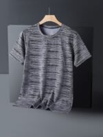 Men'S Lightweight Ice Sliky Fiber Fabric Quick-Dry T-Shirt - Blue & Black Striped, Breathable & Moisture-Wicking, Loose Fit For Running, Gym, Outdoor Activities, Travel, And Casual Wear, Gym Apparel | Striped Tshirt | Quickdry Fabric - Image 10