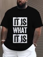 Men'S "It Is What It Is" Graphic T-Shirt - Casual Black Polyester Tee With Bold White Lettering, Comfortable Round Neck, Machine Washable, Plus Size - Image 6