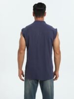 Men'S Plus Size Sleeveless Traditional Chinese Guizhou Shirt - Stand Collar Loose Fit With Drawstring & Button Front Closure, Olive Green Casual Retro Top For Spring Summer Fall, Machine Washable, Plus Size - Image 10